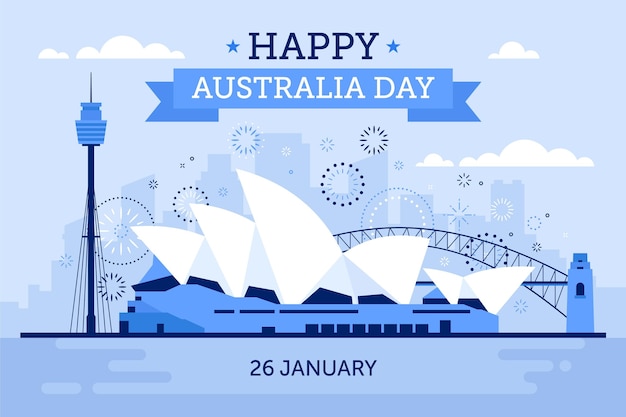 Vector gratuito ilustración de puente de día de australia de diseño plano