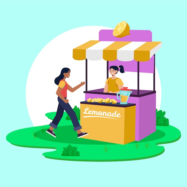 Vector gratuito ilustración de puesto de limonada dibujado a mano