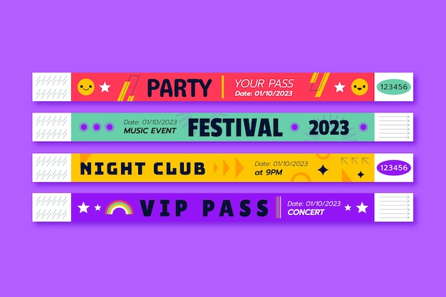 Ilustración de pulsera de evento de diseño plano