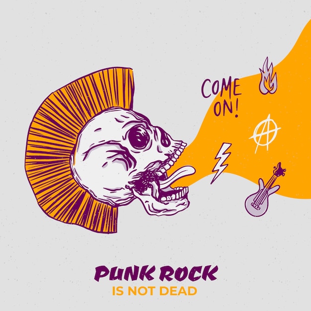 Vector gratuito ilustración de punk rock dibujado a mano