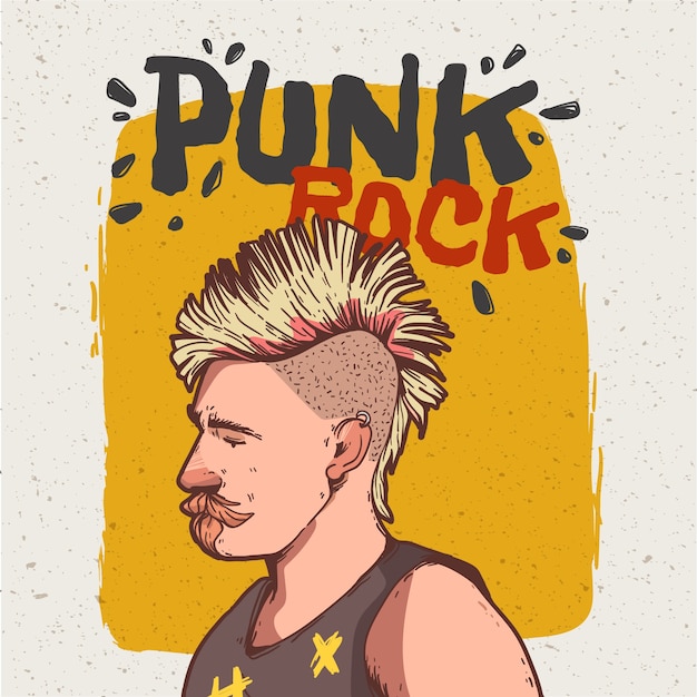 Ilustración de punk rock dibujado a mano