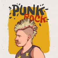 Vector gratuito ilustración de punk rock dibujado a mano