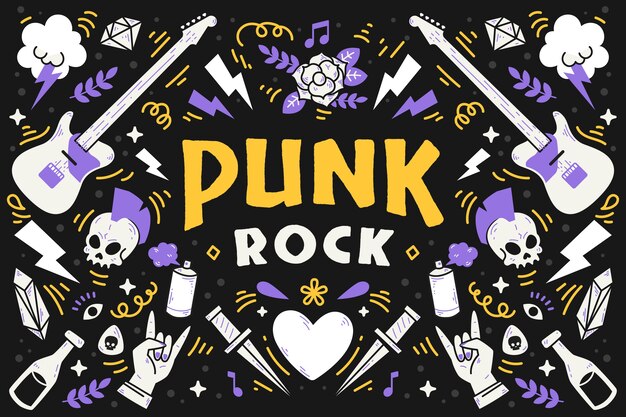 Ilustración de punk rock de diseño plano