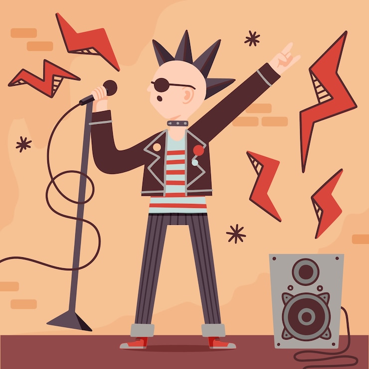 Vector gratuito ilustración de punk rock plana dibujada a mano de música
