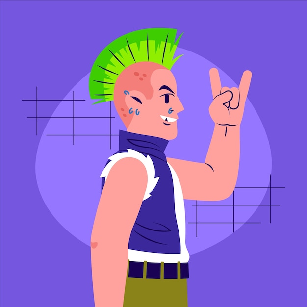 Vector gratuito ilustración de punk rock plana dibujada a mano