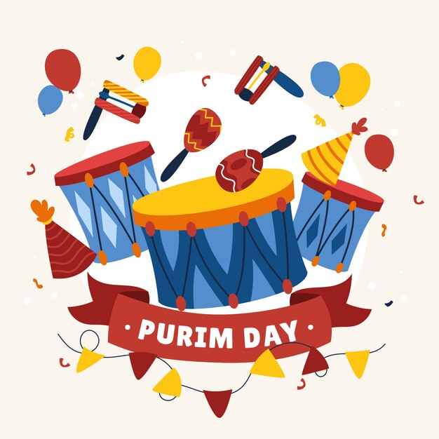 Ilustración de purim dibujado a mano