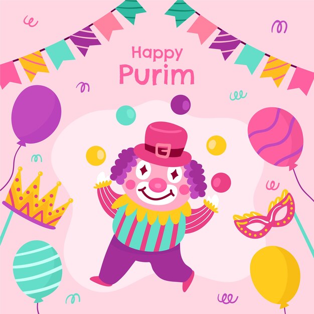 Ilustración de purim plana