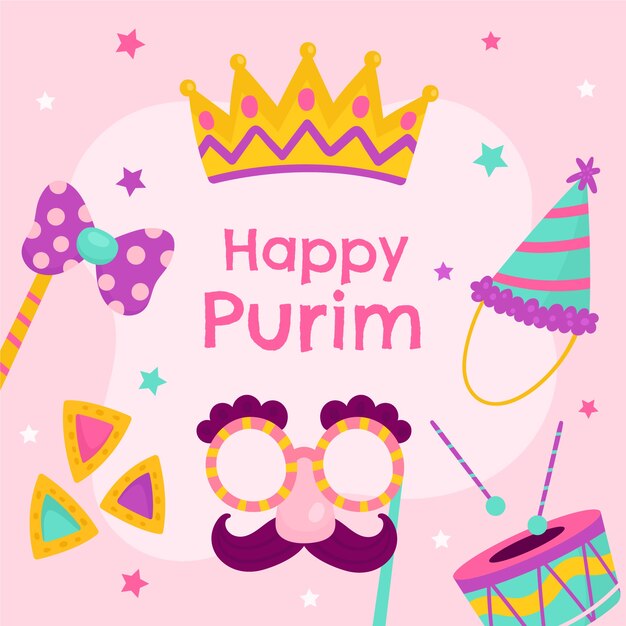 Ilustración de purim plana