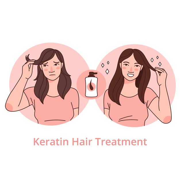 Ilustración de queratina de cabello dibujado a mano