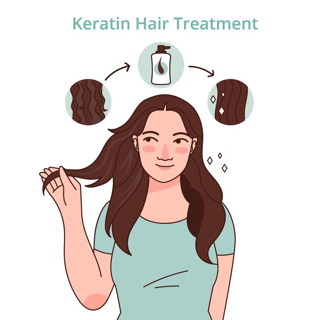 Ilustración de queratina de cabello dibujado a mano