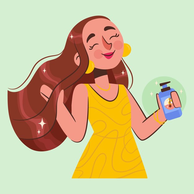Ilustración de queratina de cabello dibujado a mano