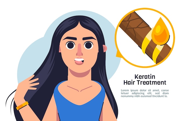 Vector gratuito ilustración de queratina de cabello de diseño plano