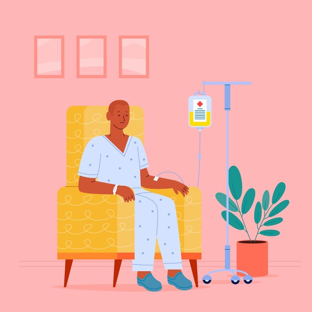 Ilustración de quimioterapia de diseño plano dibujado a mano