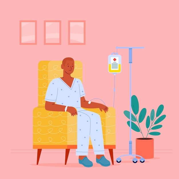 Ilustración de quimioterapia de diseño plano dibujado a mano