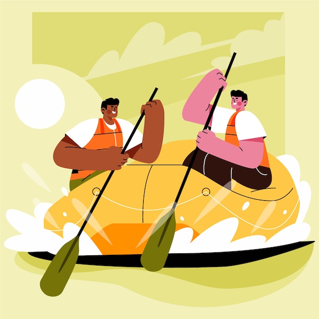 Vector gratuito ilustración de rafting dibujada a mano