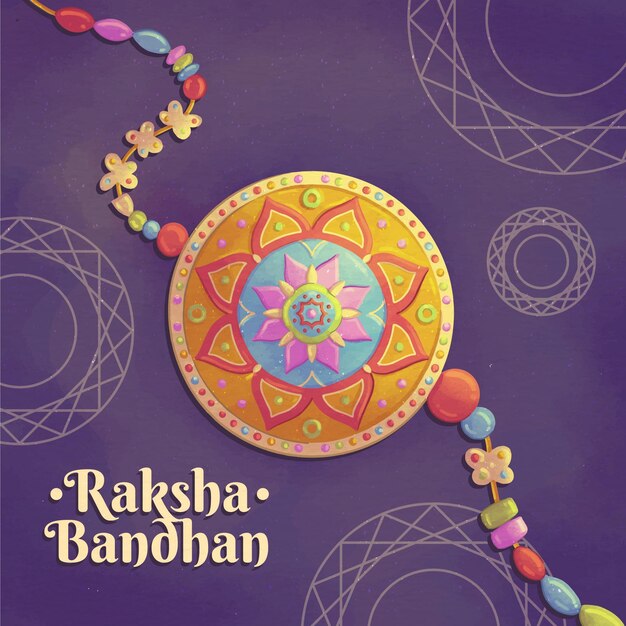 Ilustración de raksha bandhan de acuarela pintada a mano