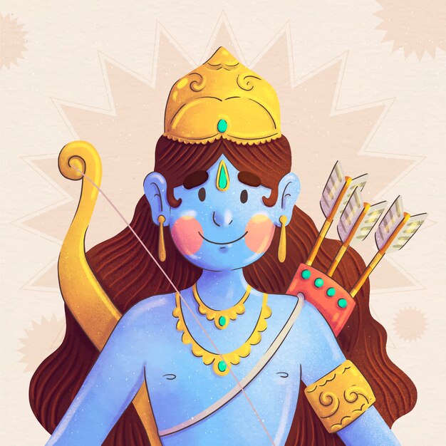 Ilustración de ram navami acuarela