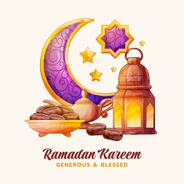 Ilustración de ramadán acuarela