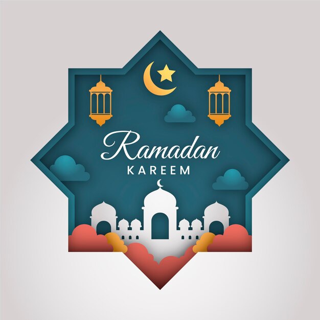 Ilustración de ramadán de estilo de papel