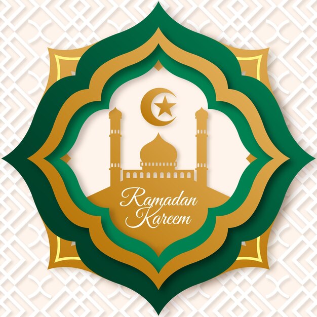 Ilustración de ramadan kareem en estilo papel