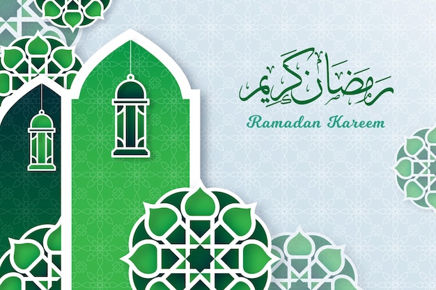 Ilustración de ramadan kareem en estilo papel