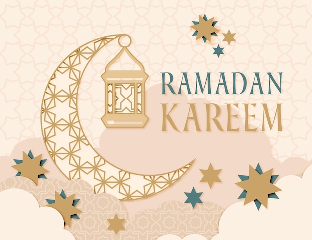 Ilustración de ramadan kareem en estilo papel