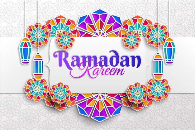 Ilustración de ramadan kareem en estilo papel