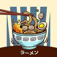 Vector gratuito ilustración de ramen dibujada a mano