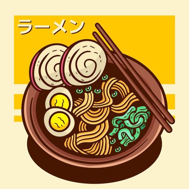 Ilustración de ramen dibujada a mano