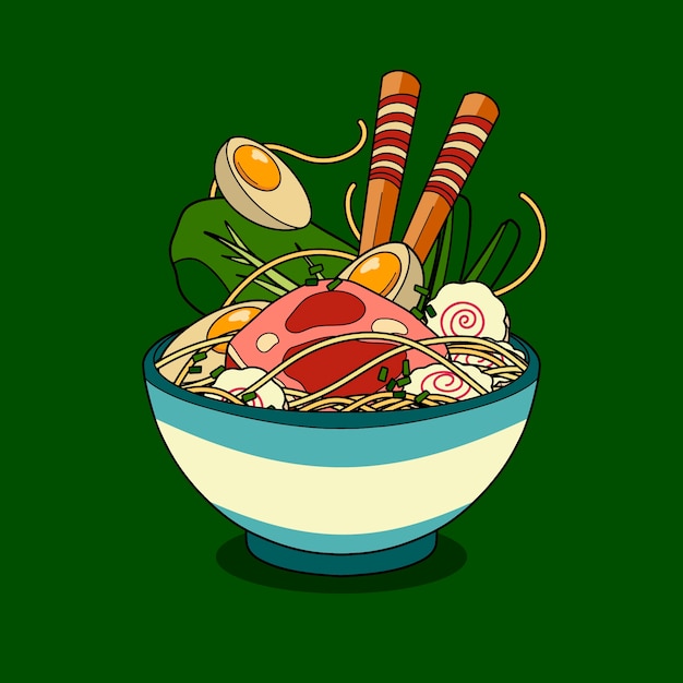 Ilustración de ramen dibujada a mano