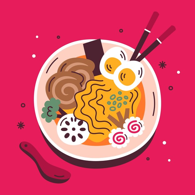 Ilustración de ramen dibujada a mano