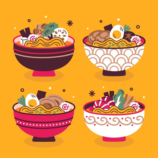 Ilustración de ramen dibujada a mano