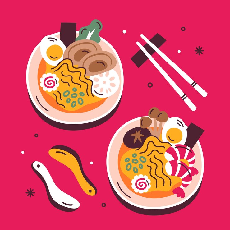 Vector gratuito ilustración de ramen dibujada a mano