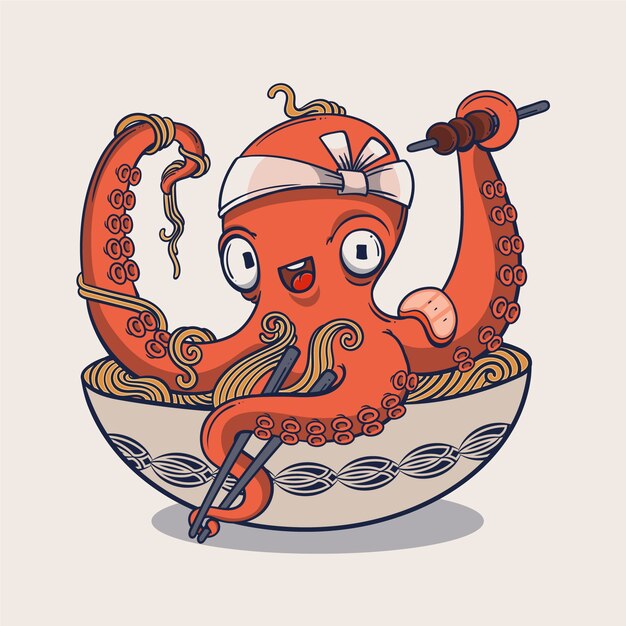 Ilustración de ramen dibujada a mano