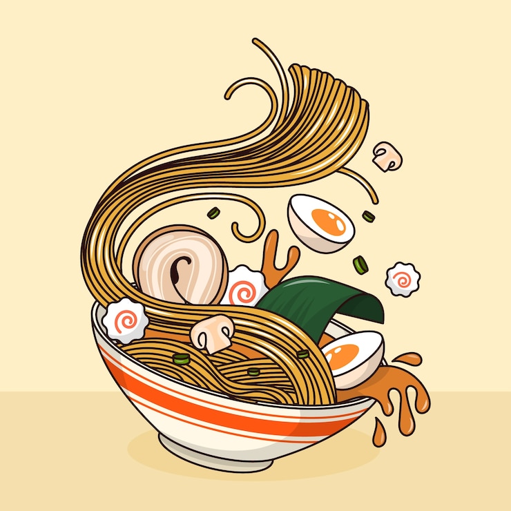 Vector gratuito ilustración de ramen dibujado a mano
