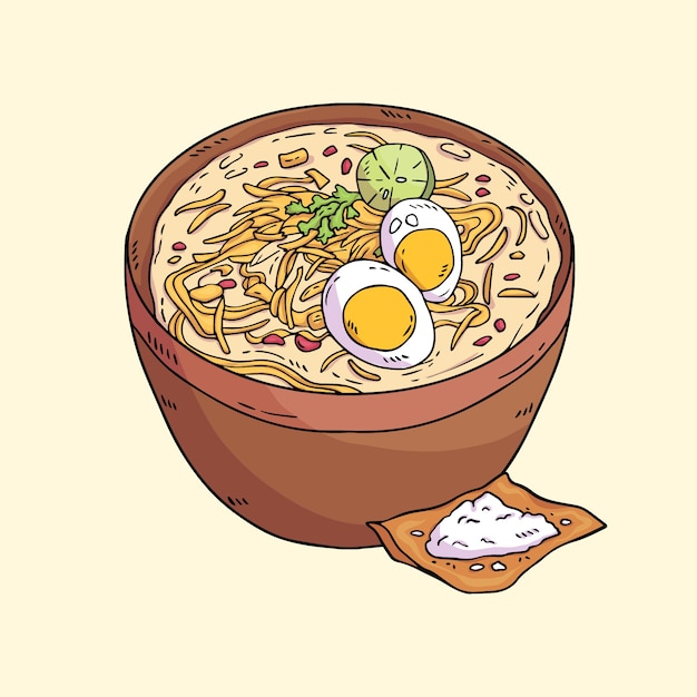 Ilustración de ramen de diseño plano