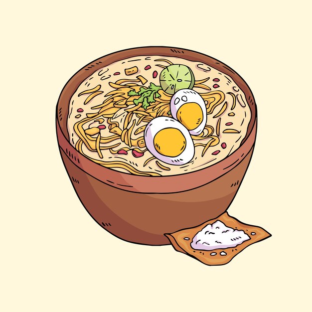 Ilustración de ramen de diseño plano