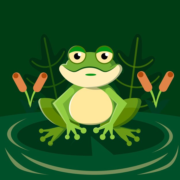 Ilustración de rana adorable de diseño plano
