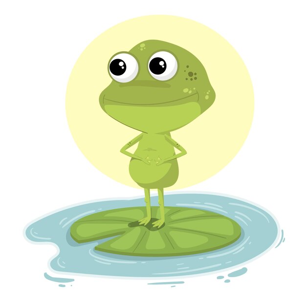 Ilustración de rana adorable de diseño plano