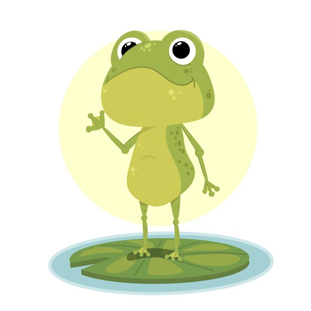 Ilustración de rana adorable de diseño plano