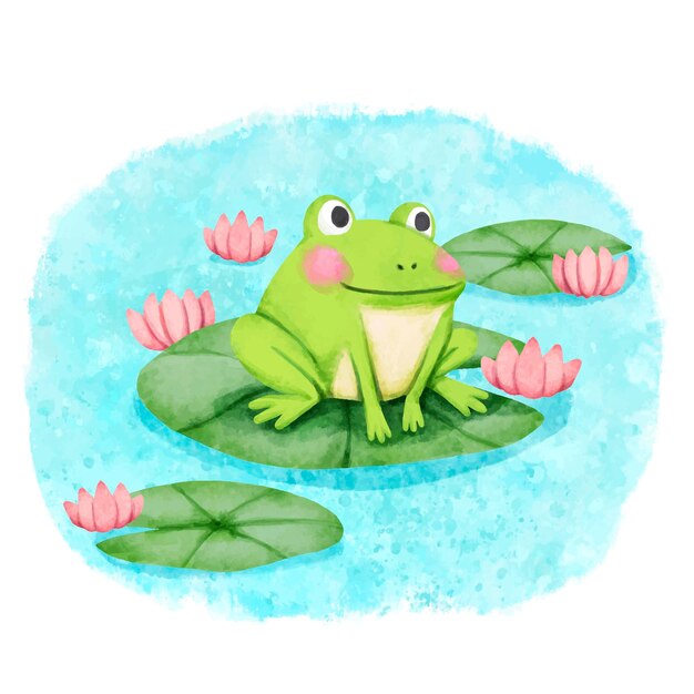 Ilustración de rana adorable pintada a mano
