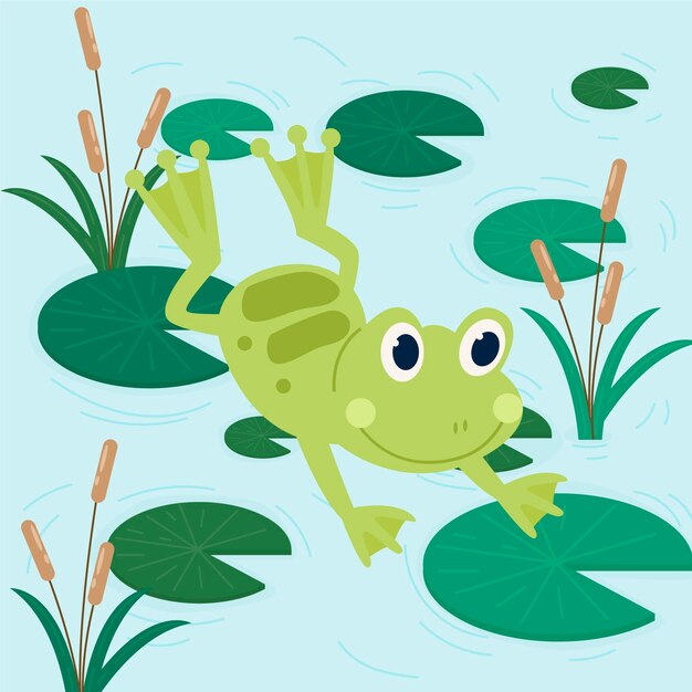 Ilustración de rana adorable plana orgánica