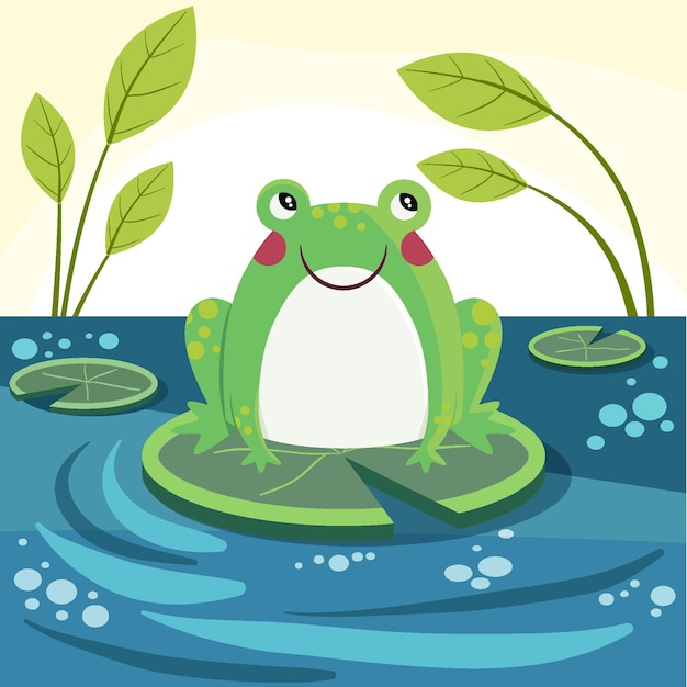 Ilustración de rana adorable plana orgánica