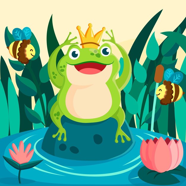 Ilustración de rana plana orgánica