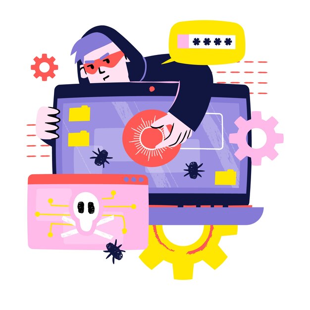 Ilustración de ransomware dibujada a mano