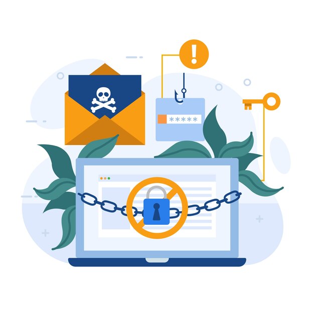 Ilustración de ransomware de diseño plano dibujado a mano