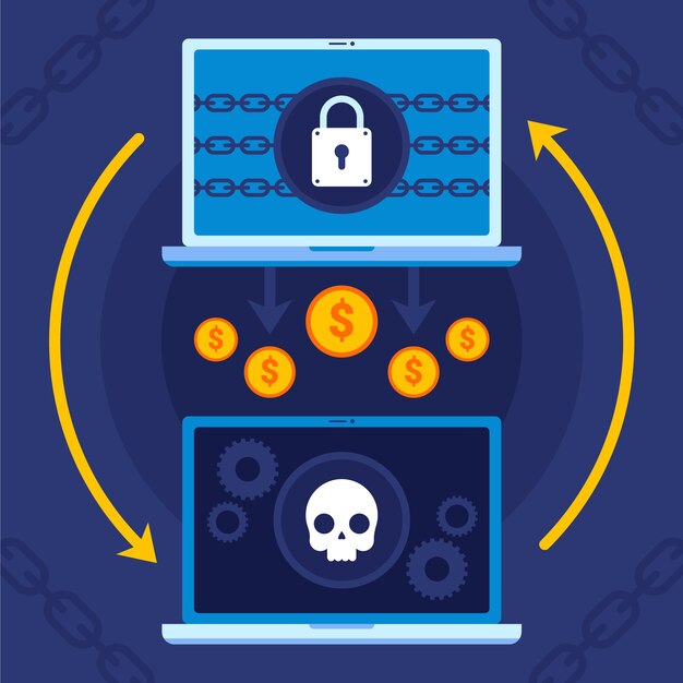 Ilustración de ransomware de diseño plano