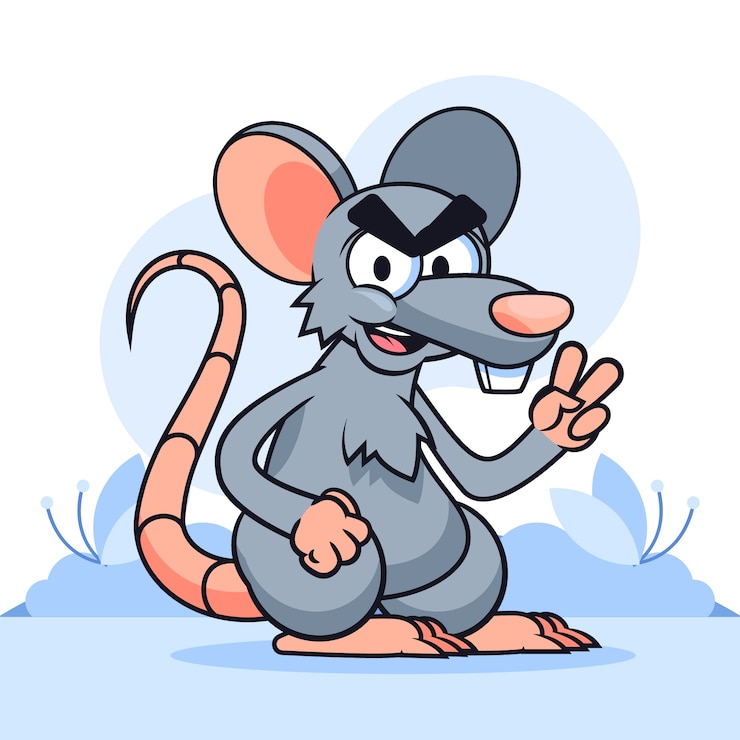 Vector gratuito ilustración de rata malvada de dibujos animados dibujados a mano