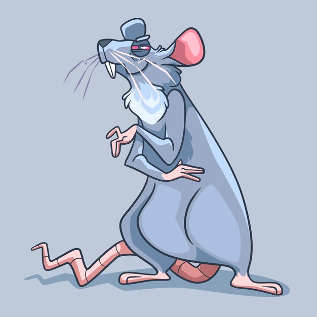 Ilustración de rata malvada de dibujos animados dibujados a mano