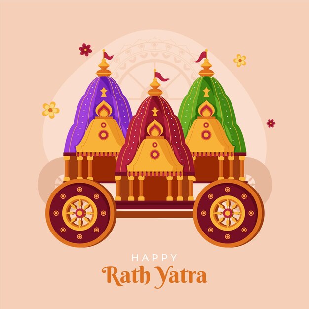 Ilustración de rath yatra plana orgánica